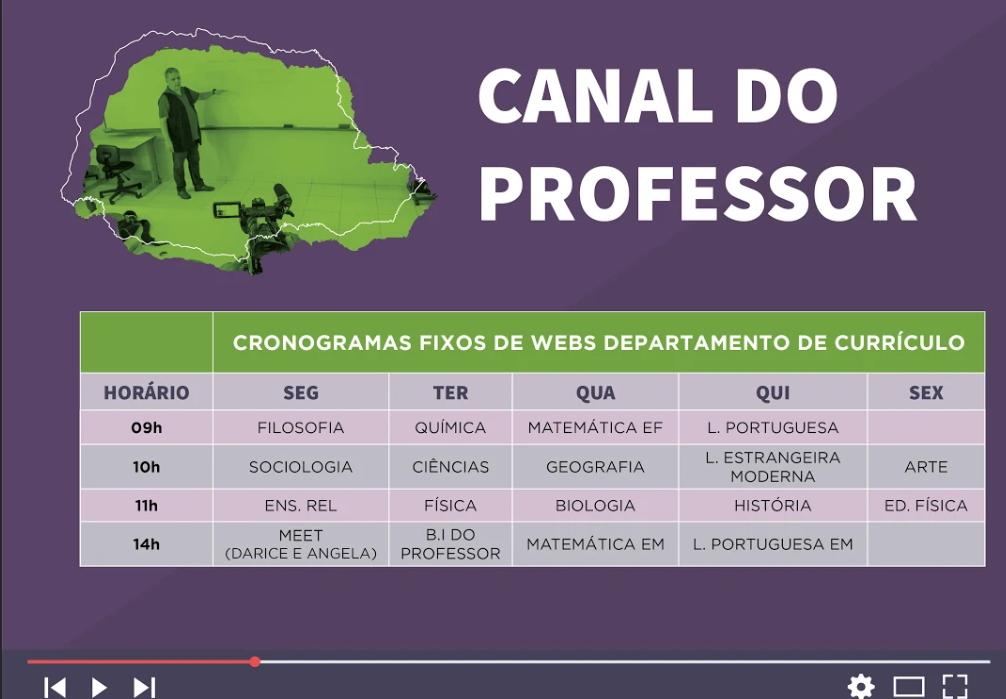 Cronograma do Canal do Professor