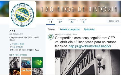 perfil no twitter