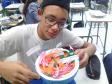A montagem criativa faz parte da exposição de maquetes apresentadas pelos estudantes do 1° ano do Ensino Médio, que usou da atividade prática para representar as  células animal e vegetal no estudo da citologia.