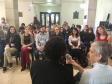 No saguão, a dançarina, que também é coreografa e professora, conversou com alunos e alunas do Grupo Dancep e do curso de Teatro do CEP. 