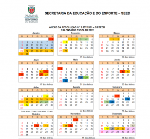 calendario escolar 2022