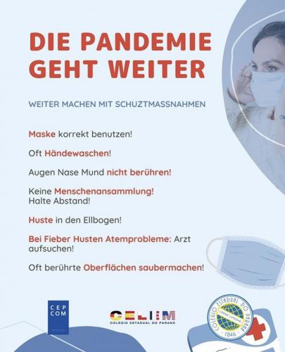 A pandemia não acabou!  Por isso, as medidas preventivas devem ser mantidas, com atenção para o distanciamento social!