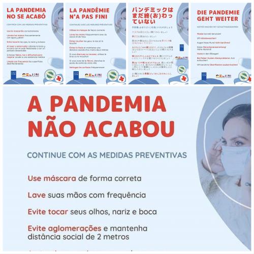 A pandemia não acabou!  Por isso, as medidas preventivas devem ser mantidas, com atenção para o distanciamento social!