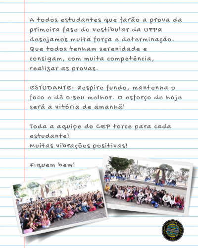 Carta aos Estudantes que farão a perimeira fase UFPR