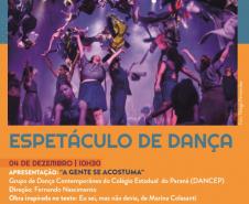 E o grupo de Dança Contemporânea do Colégio Estadual do Paraná (Dancep) volta a se apresentar no Guairinha na quarta-feira (4), com o espetáculo “A Gente Se Acostuma”. A obra é dirigida pelo professor Fernando Nascimento e foi criada com inspiração no texto “Eu sei, mas não devia”, de Marina Colasanti.