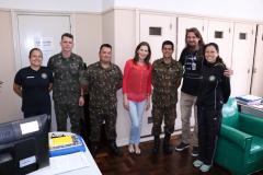 Professora Fabiane Freitas; Cabo Iwanowski; Soldado Patrick; Diretora Tânia Acco; Capitão Kaliw;  Professor Robson André Gaievski e a Coordenadora de Esporte Cláudia Tamura.