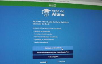 tela da página "área do aluno"