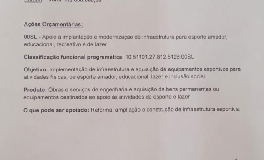 documento de indicativo de emenda parlamentar