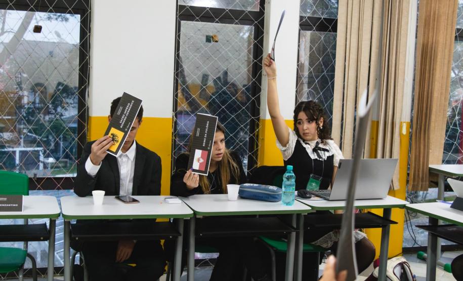 estudantes simulam reunião da ONU