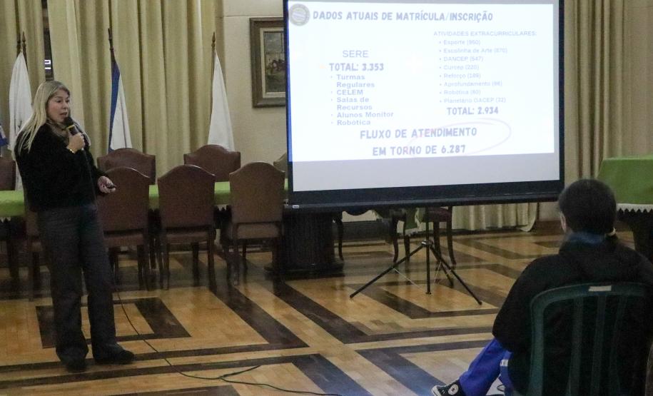 Direção e mães, pais e responsáveis em reunião no Salão Nobre