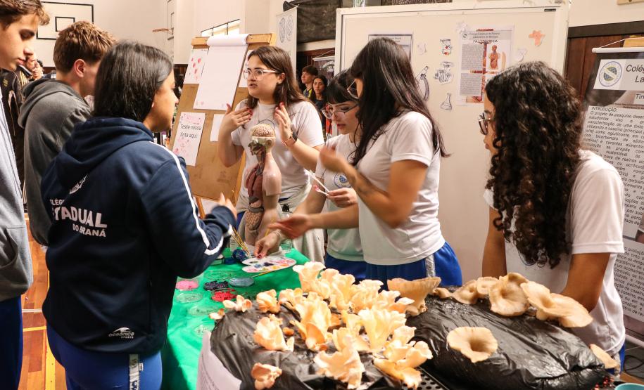 Estudantes participando das mostras de Conhecimento e da Educação Profissional