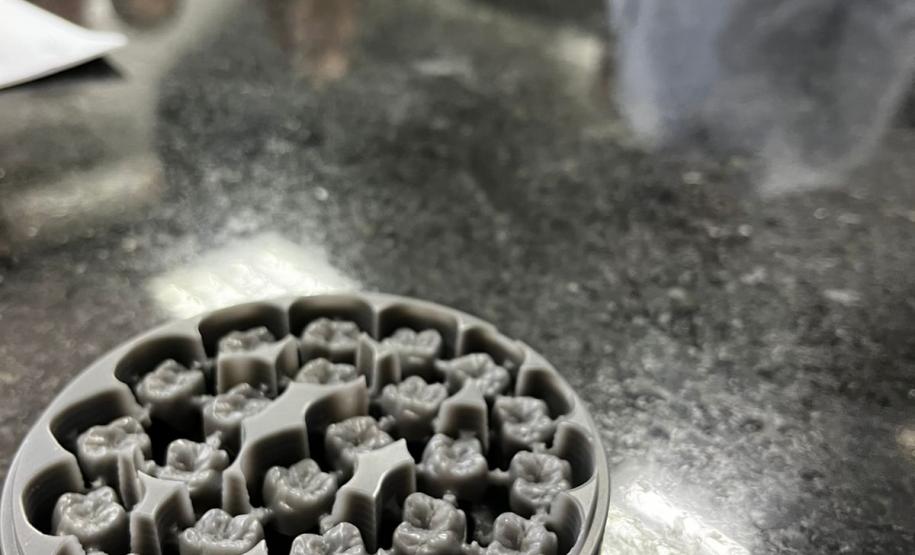 Estudantes em visita técnica a empresa de prótese dentária