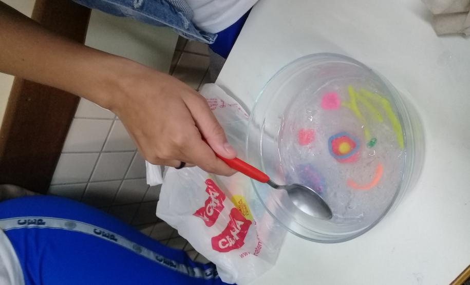 A montagem criativa faz parte da exposição de maquetes apresentadas pelos estudantes do 1° ano do Ensino Médio, que usaram da prática para criar modelos de representação das células animal e vegetal no estudo da citologia.