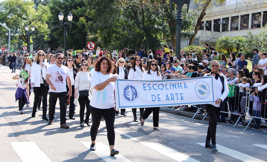 Mantendo a tradição, o Colégio Estadual do Paraná (CEP) abriu, no sábado (7), o desfile cívico-militar em comemoração aos 197 anos da Proclamação da Independência do Brasil. A comunidade estudantil do CEP mostrou na Avenida Cândido de Abreu, no Centro Cívico de Curitiba, alguns dos principais símbolos da sua história centenária, além da sua grandiosidade representada pela força educacional que é referência no estado do Paraná.
