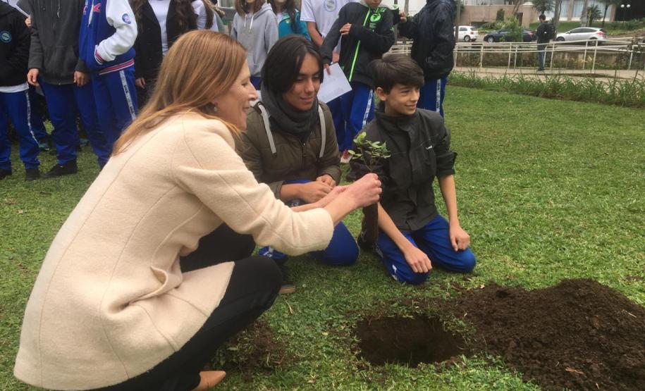 No início da tarde desta segunda-feira (23), os estudantes acompanhados pelas equipes gestora e pedagógica, e por representantes da Secretária de Estado da Educação do Paraná (SEED), plantaram algumas mudas de árvores no pátio da instituição de educação mais antiga do Estado.